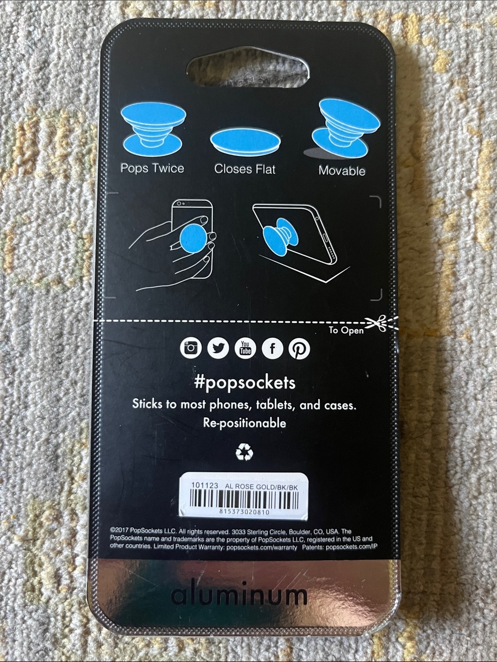 PopSockets Aluminum Phone Grip & Stand - Rose Pink Metallic - Picture 2 of 2